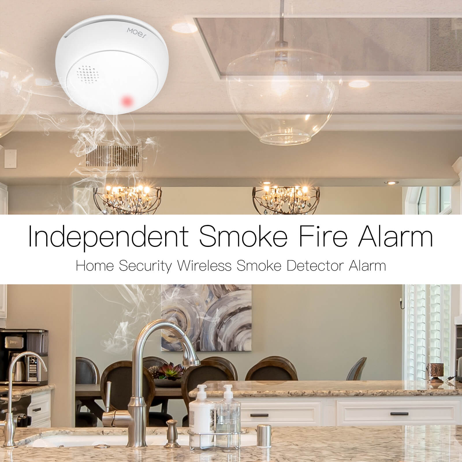 MOES ZigBee Wireless Smart Smoke Detector 85dB Alarm Siren