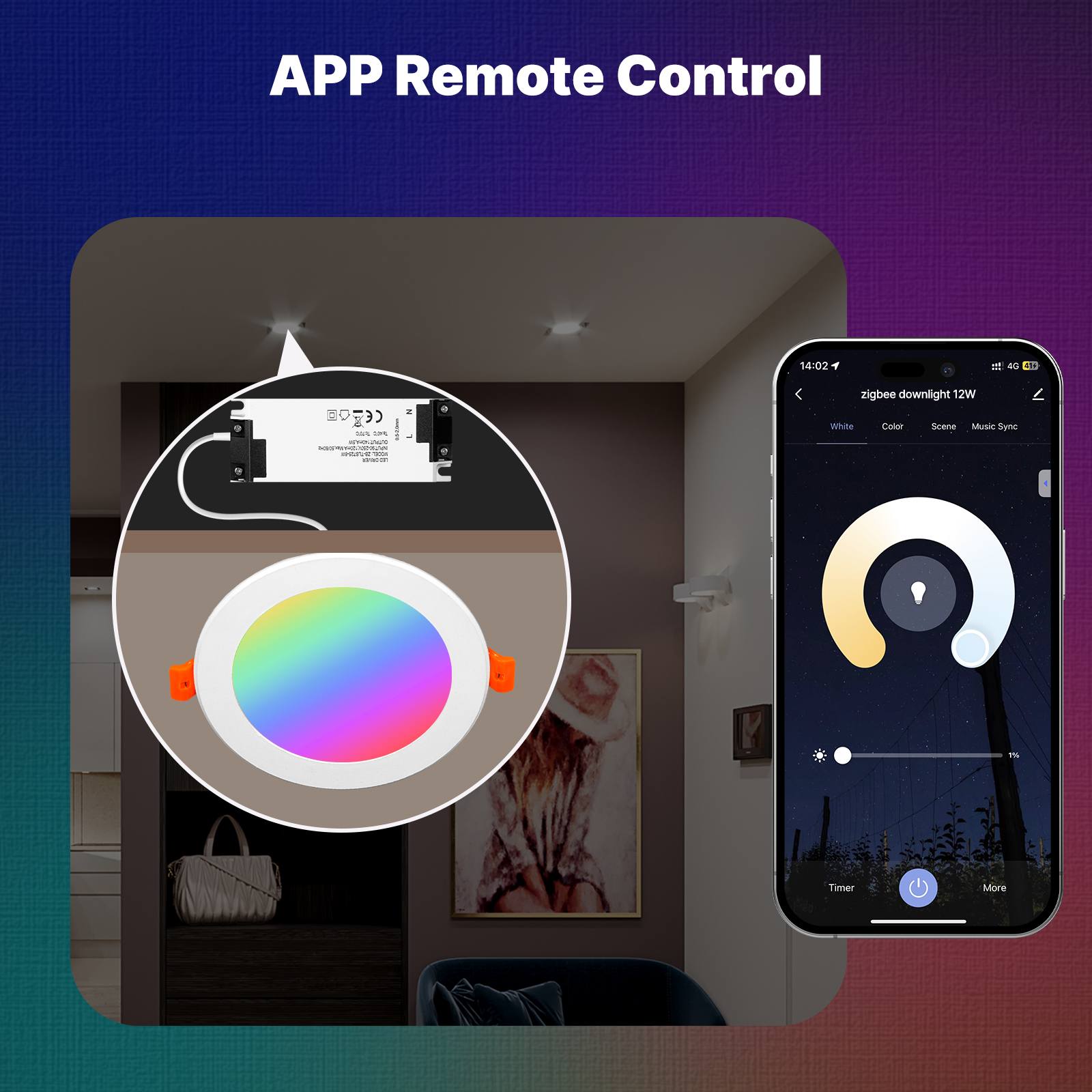 MOES Tuya ZigBee Smart LED Downlight Round Spotlight RGB