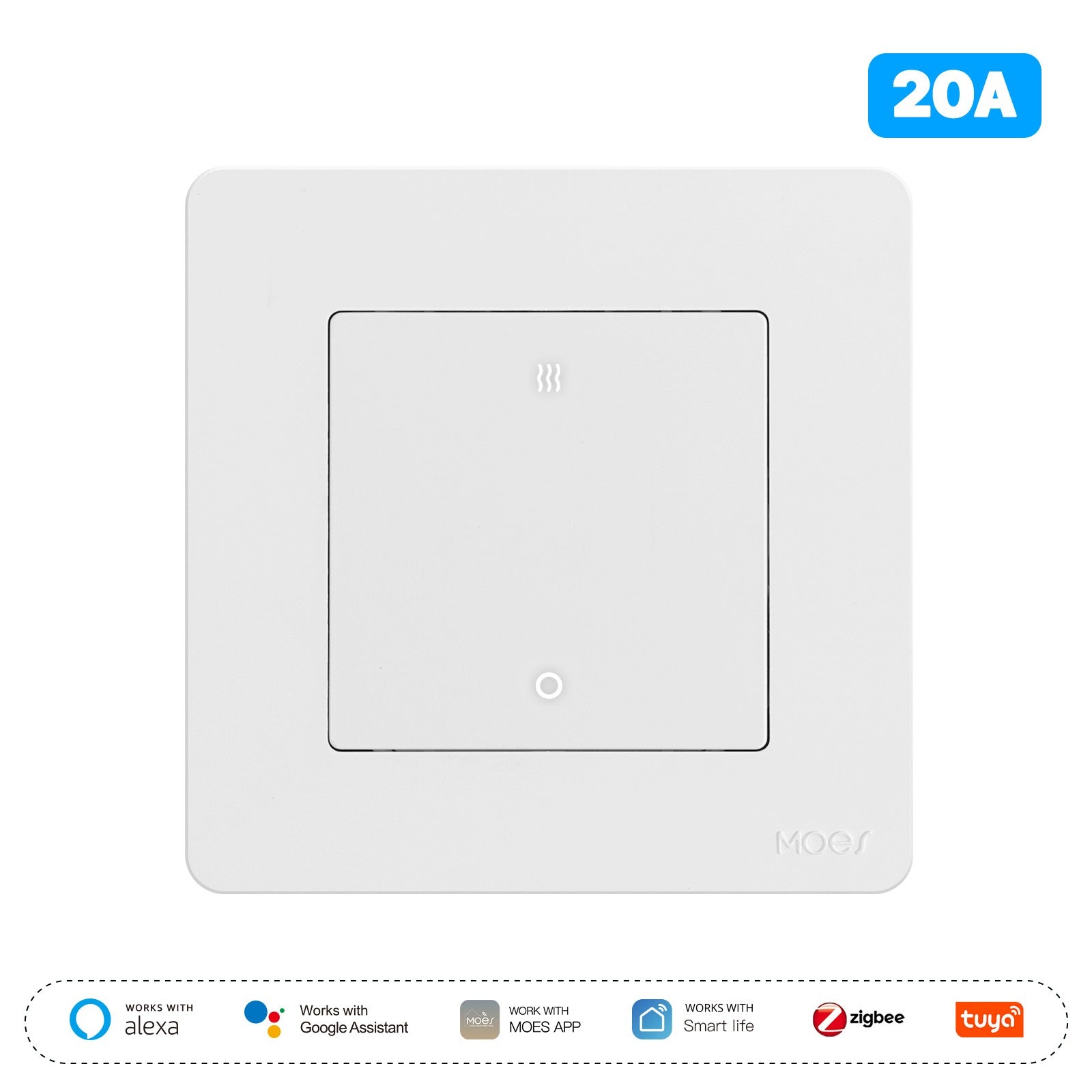 MOES Star Ring ZigBee Smart Double Pole 20A Heater and AC Switch