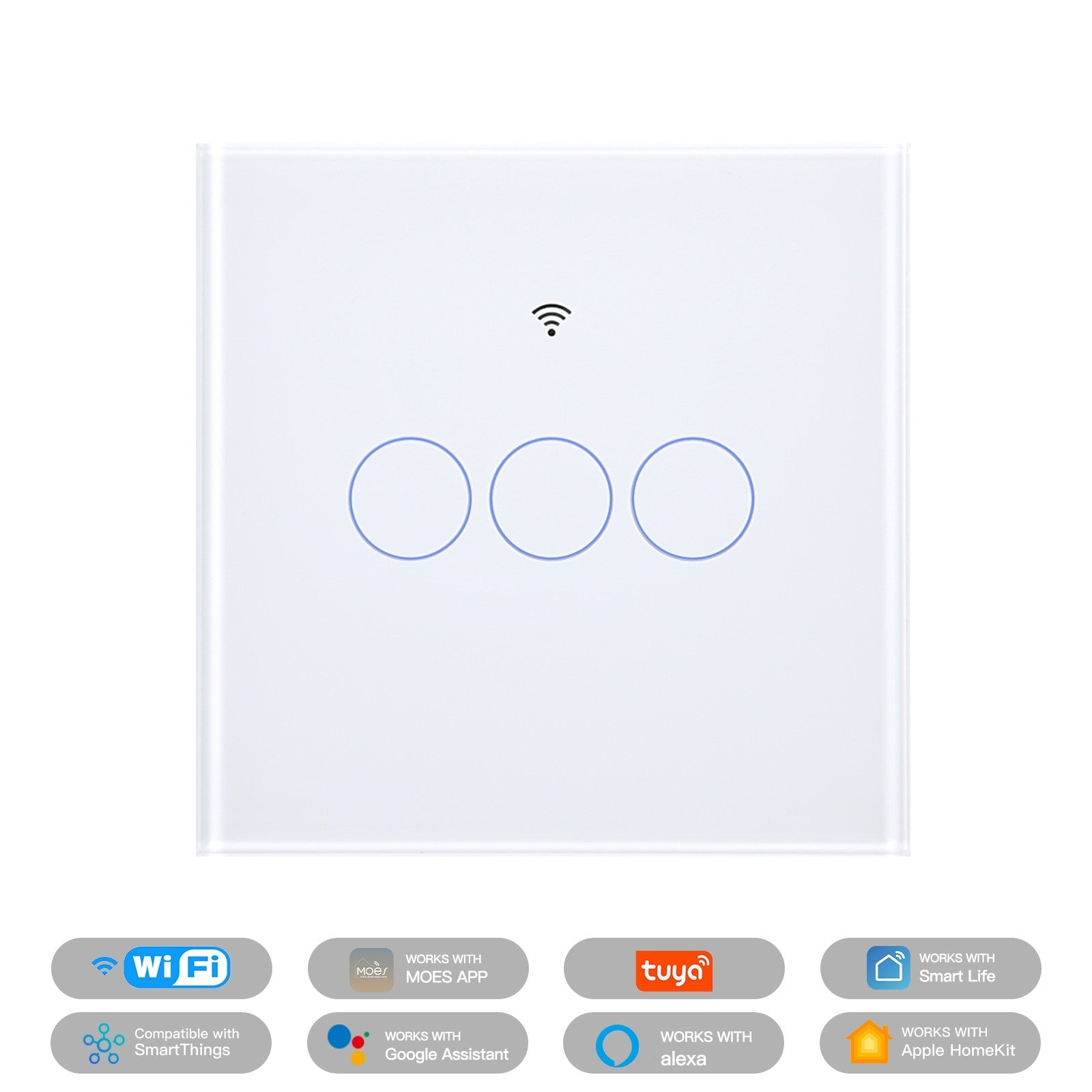 MOES Matter WiFi Smart Light Switch Glass Panel Neutral Wire Required
