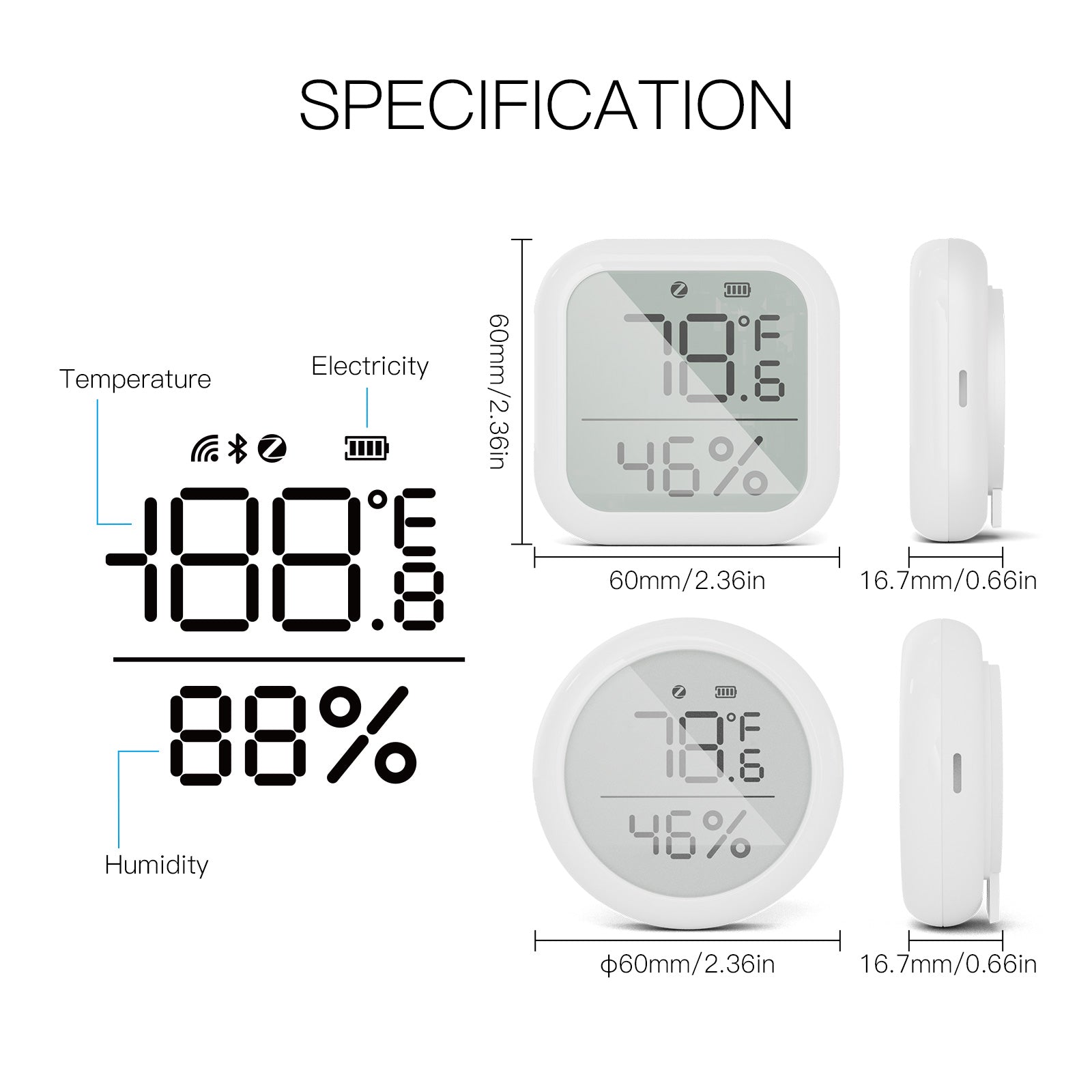 MOES ZigBee Smart Temperature and Humidity Sensor