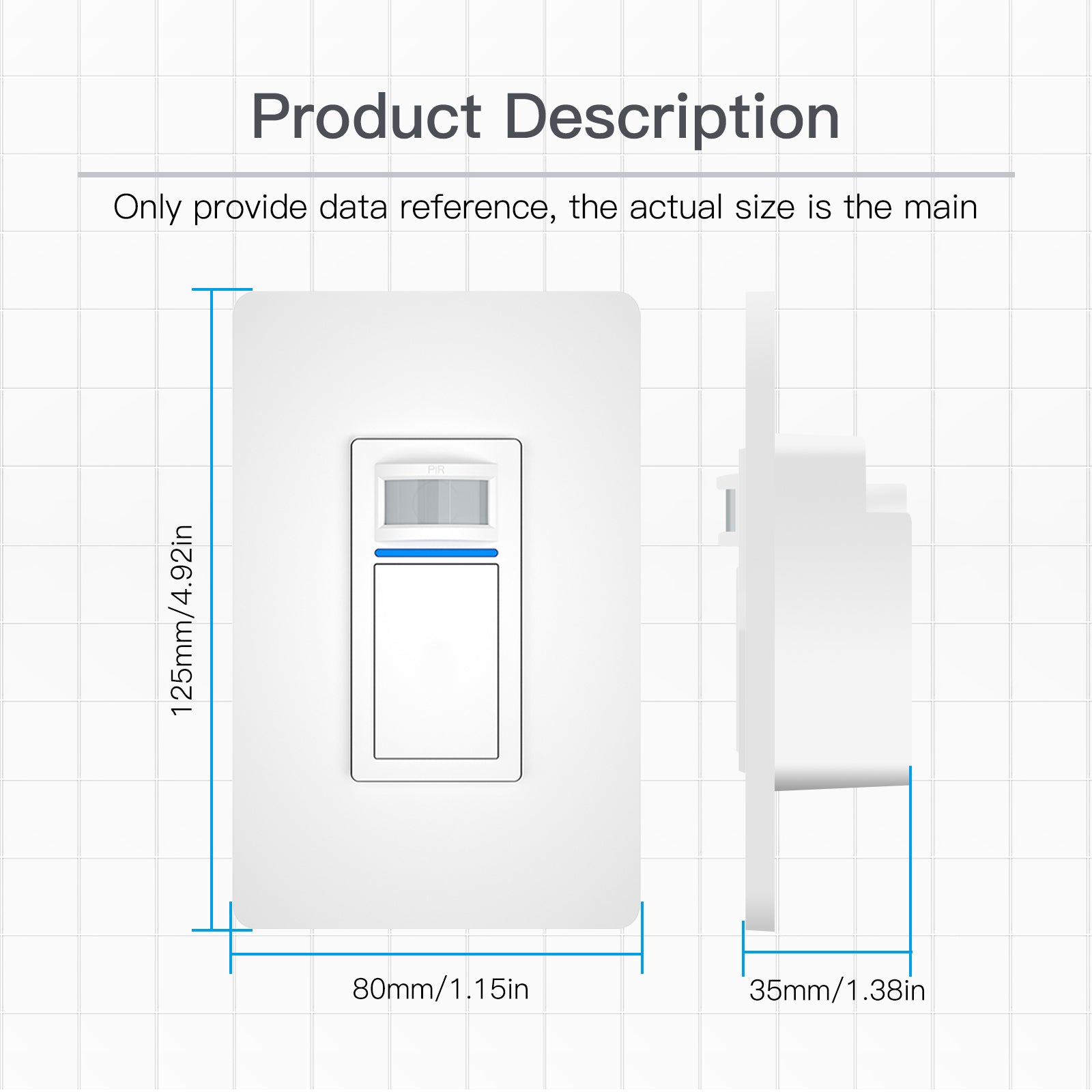 MOES WiFi Smart PIR Motion Sensor Light Switch Single Pole 110-125V