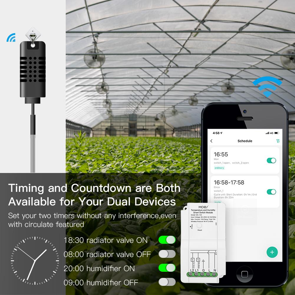 MOES MS-103 WiFi Smart Temperature and Humidity Switch Module