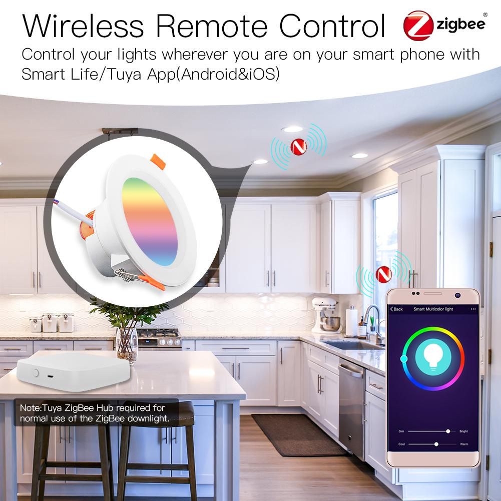 MOES ZigBee Smart LED Downlight RGB W+C Dimmable Spot Light