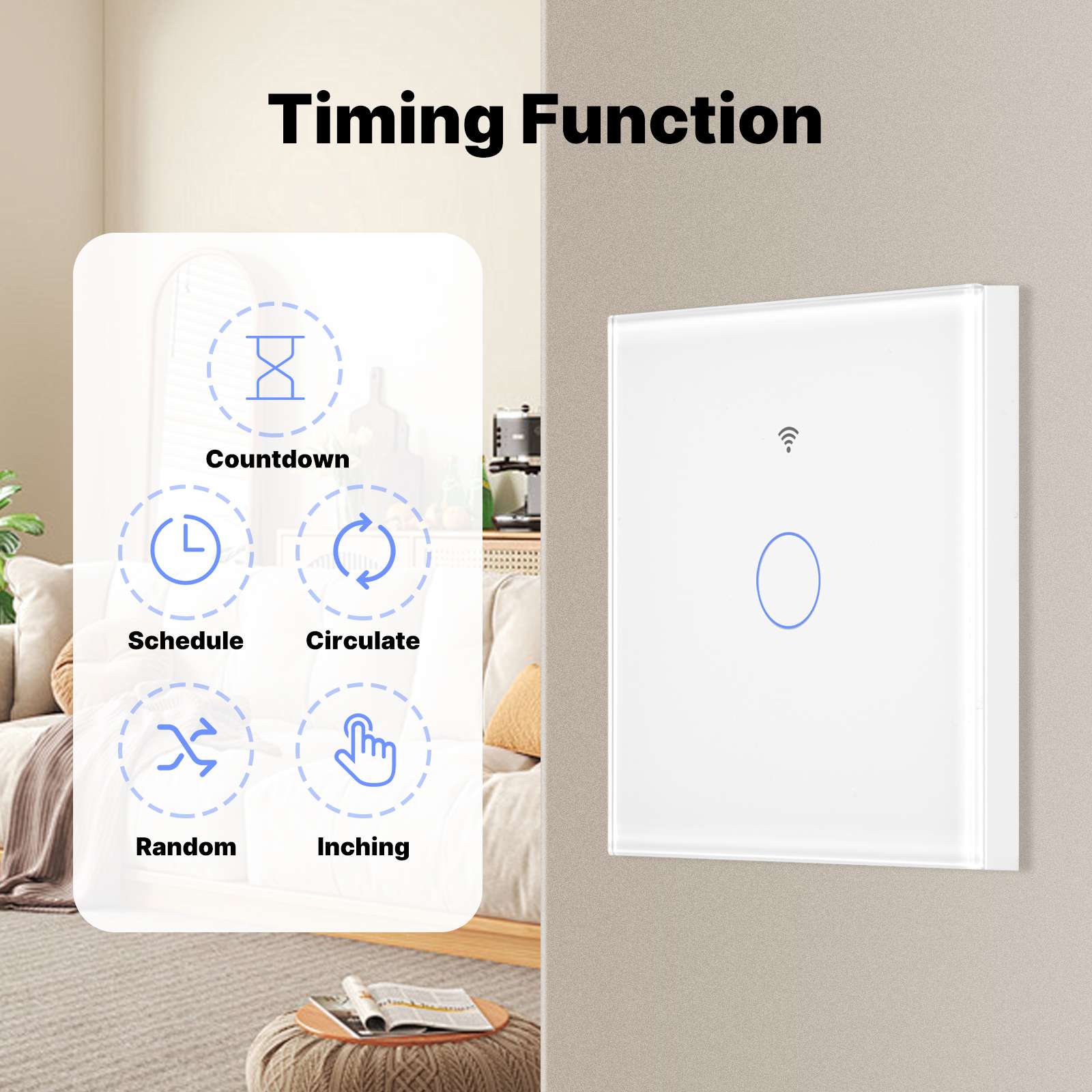 MOES Matter WiFi Smart Light Switch Glass Panel Neutral Wire Required