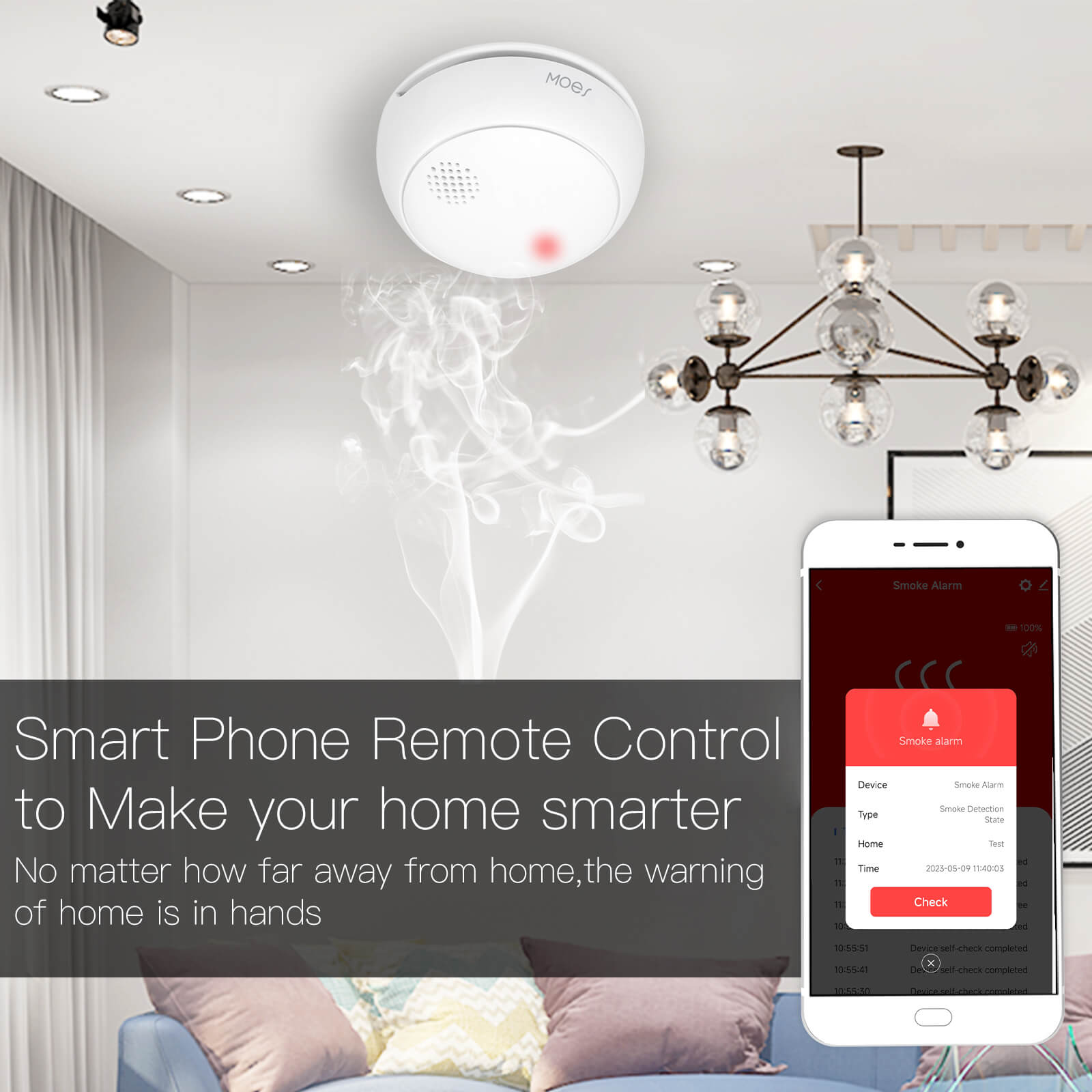 MOES ZigBee Wireless Smart Smoke Detector 85dB Alarm Siren