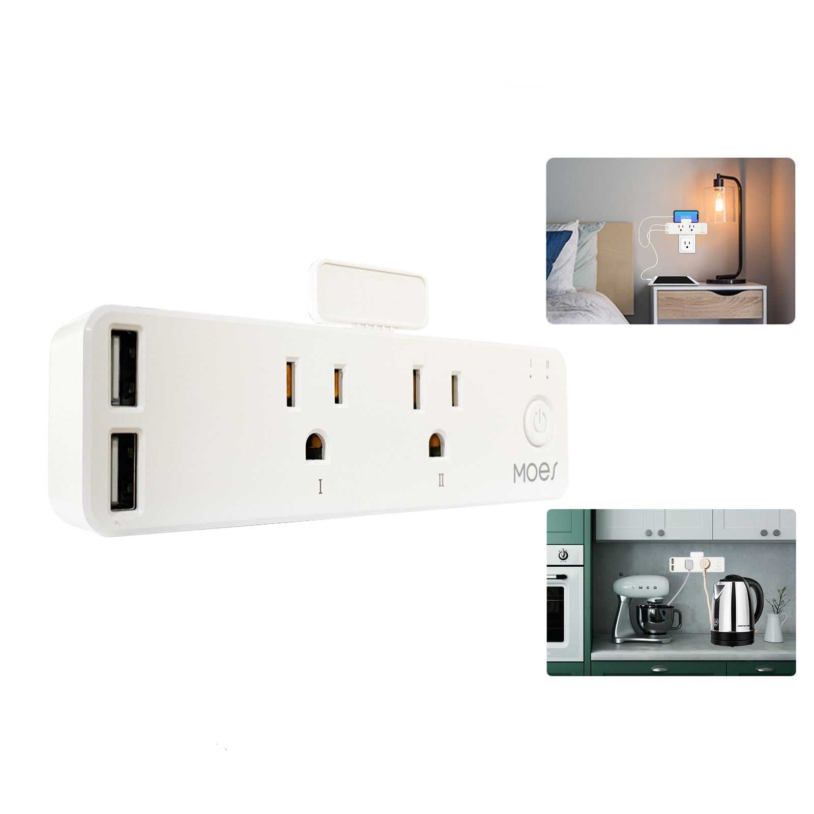 MOES WiFi Smart US Outlet Extender with Removable Shelf and 2 USB Ports