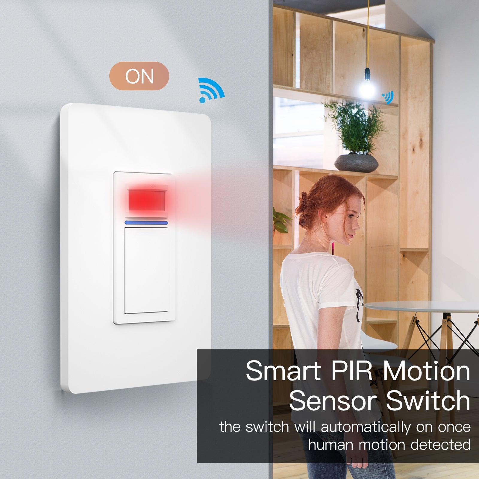 MOES WiFi Smart PIR Motion Sensor Light Switch Single Pole 110-125V