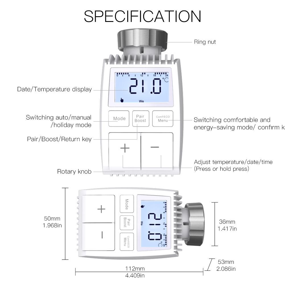 MOES Smart Programmable ZigBee 3.0 Radiator Thermostat Valve