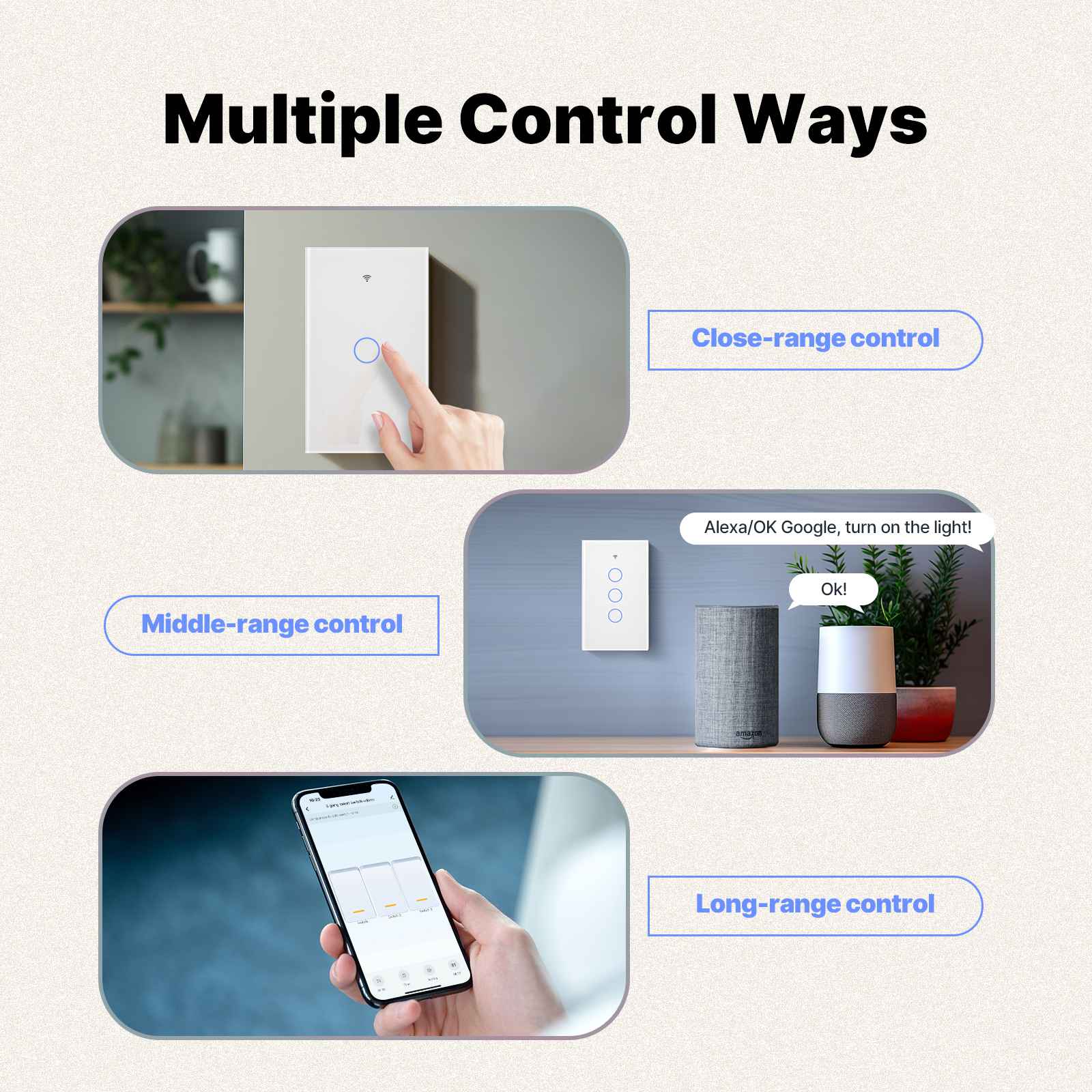 MOES Matter WiFi Smart Light Switch Glass Panel Neutral Required