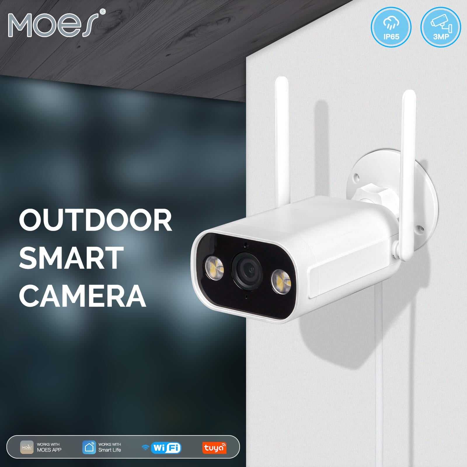 MOES WiFi Smart Outdoor Camera HD 3MP