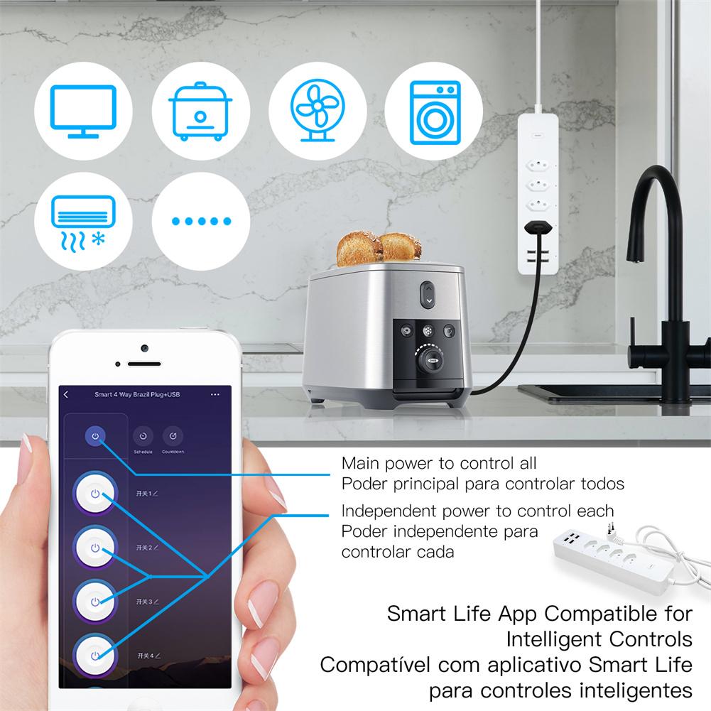 MOES WiFi Smart Power Strip Surge Protector Brazil Version