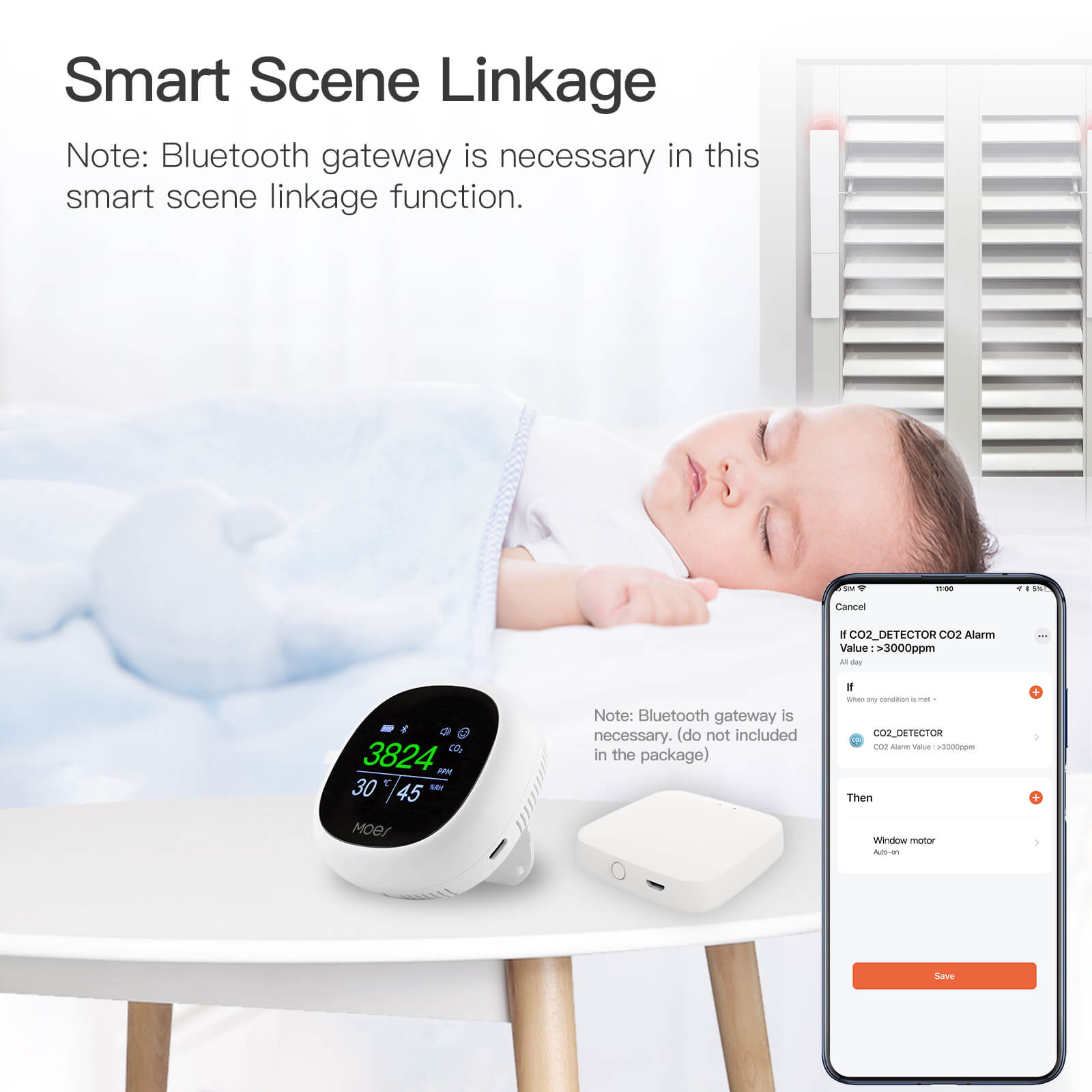 MOES BLE Smart Carbon Dioxide Temperature and Humidity Monitor