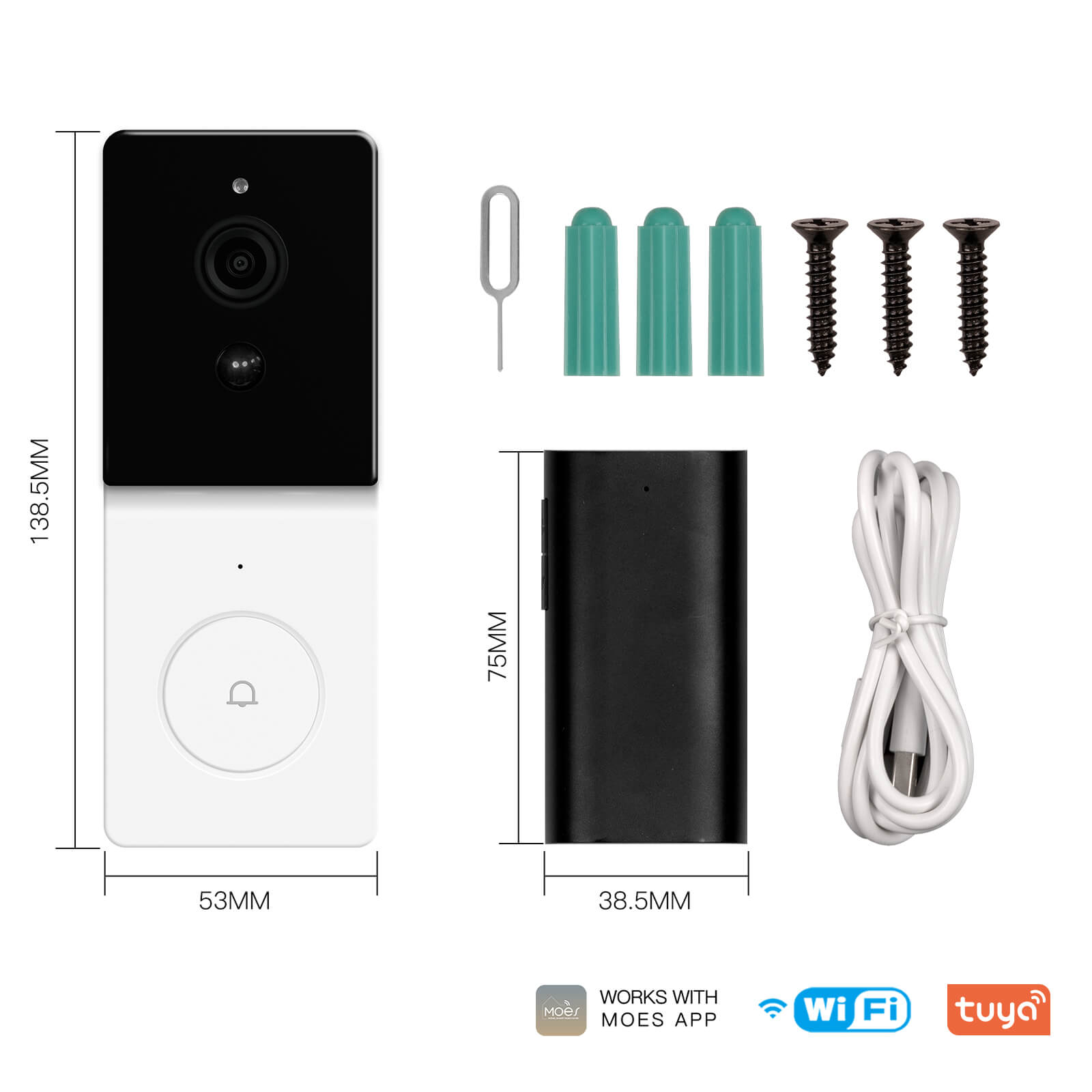 MOES Smart WiFi Video Doorbell Camera Wireless Intercom EU Version