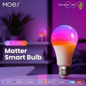 MOES Tuya Matter WiFi Smart LED E27 Dimmable RGB Light Bulb