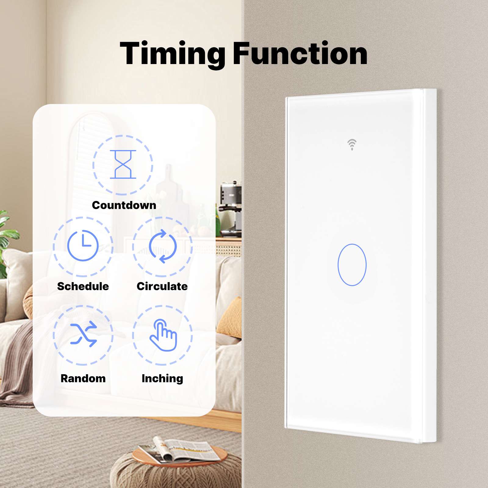 MOES Matter WiFi Smart Light Switch Glass Panel Neutral Required