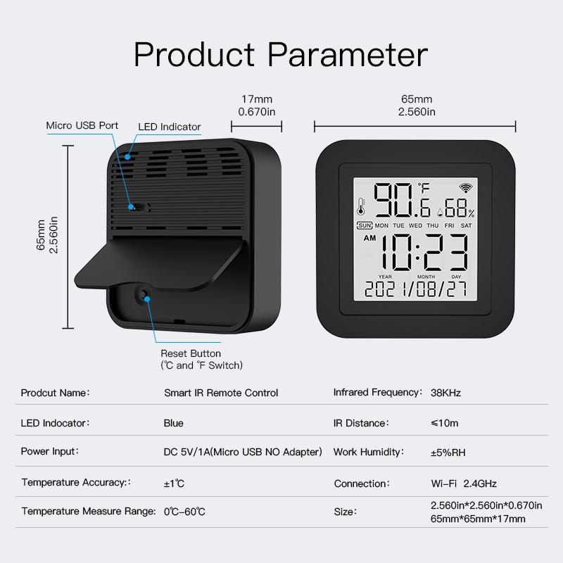 MOES Wi-Fi Smart IR Remote Control with Temperature and Humidity Sensor