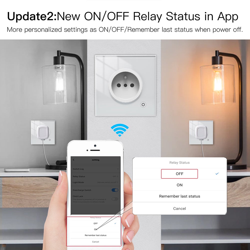 MOES WiFi Smart Wall Socket Glass Touch Panel Outlet Power Monitor