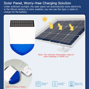MOES Solar Outdoor Smart Siren Alarm with Light