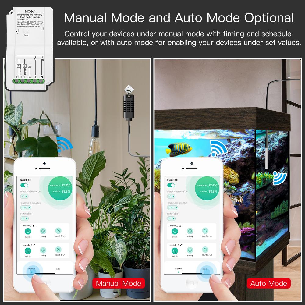 MOES MS-103 WiFi Smart Temperature and Humidity Switch Module