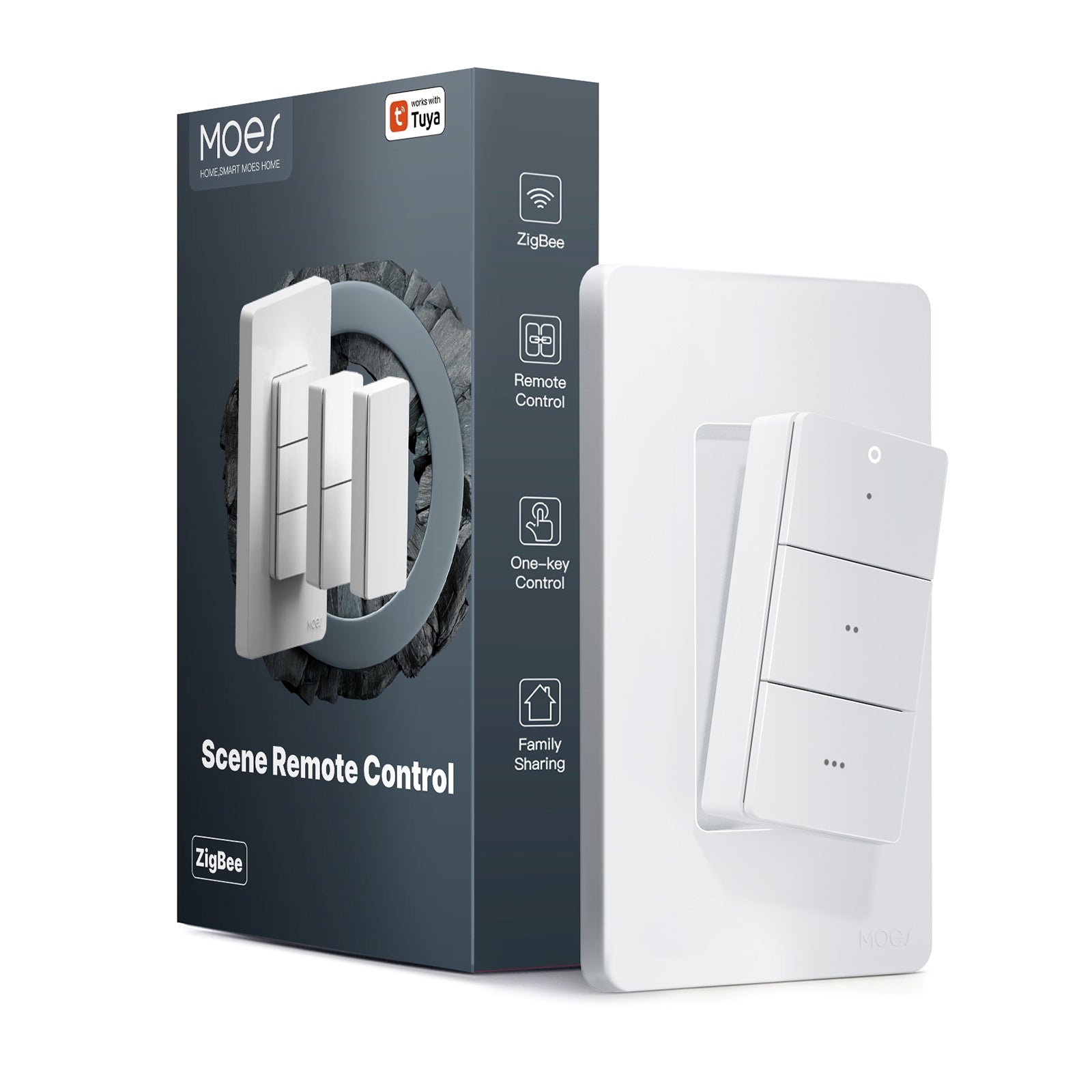 MOES Zigbee Wireless 3-Gang Scene Switch Remote ZT-YK01