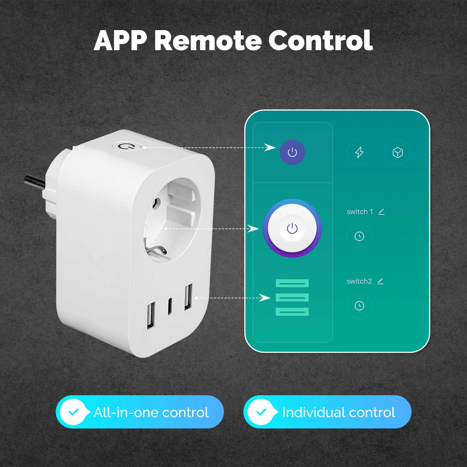 MOES WP-EU-C WiFi Smart Plug 16A EU Socket Outlet