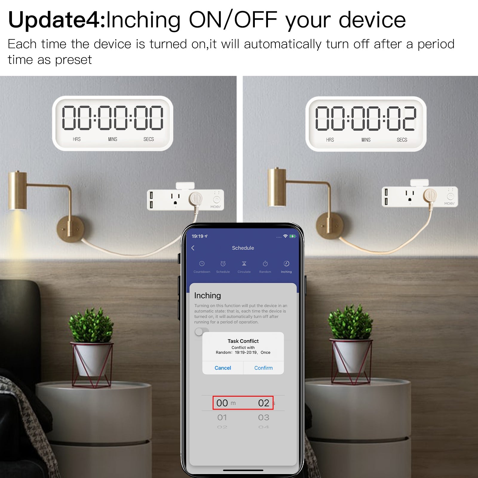 MOES WiFi Smart US Outlet Extender with Removable Shelf and 2 USB Ports