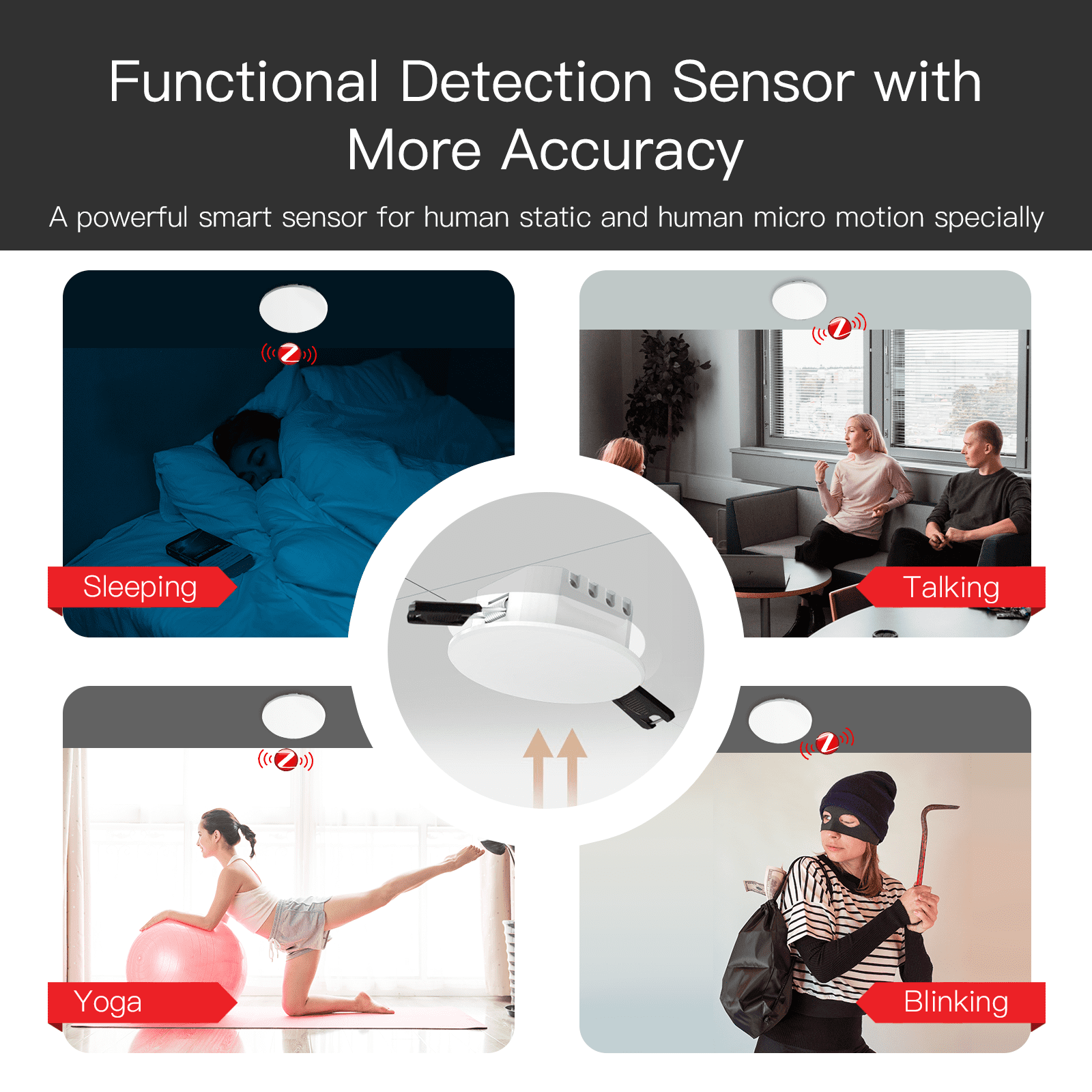 MOES Smart Human Presence Detector PIR mmWave Radar Ceiling Mount