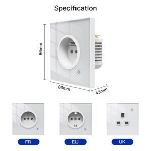 MOES WiFi Smart Wall Socket Glass Touch Panel Outlet Power Monitor
