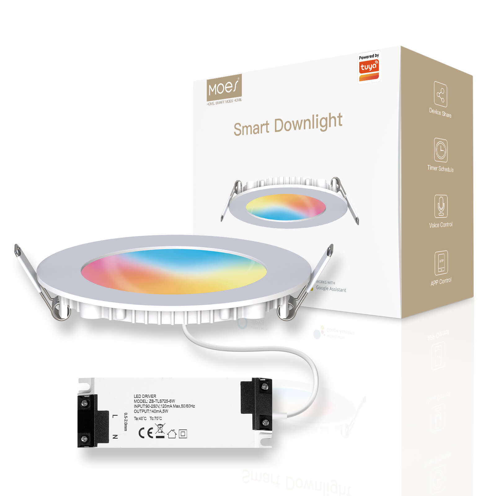MOES ZigBee Tuya Dimming Spot Lamp 6W RGB Smart Downlight