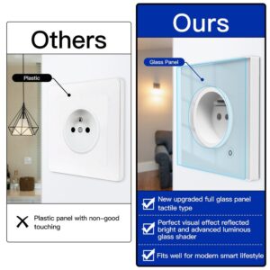 MOES WiFi Smart Wall Socket Glass Touch Panel Outlet Power Monitor