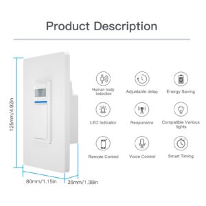 MOES WiFi Smart PIR Motion Sensor Light Switch Single Pole 110-125V