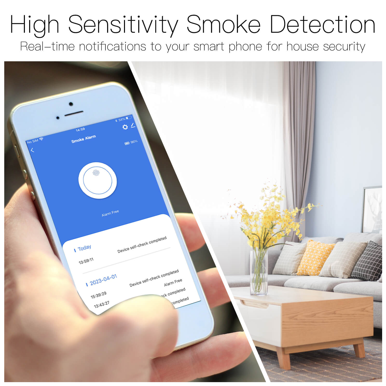 MOES ZigBee Wireless Smart Smoke Detector 85dB Alarm Siren