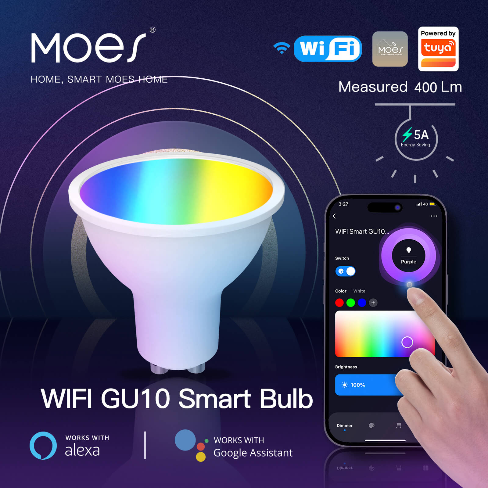MOES GU10 WiFi Smart Light Bulbs LED RGB Dimmable 5W