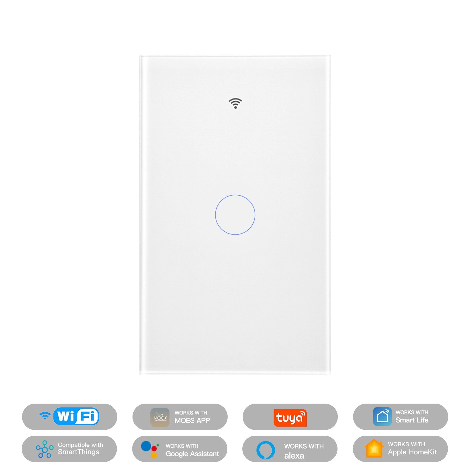 MOES Matter WiFi Smart Light Switch Glass Panel Neutral Required