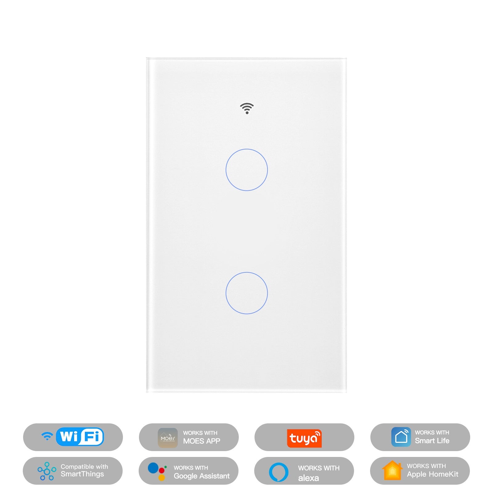 MOES Matter WiFi Smart Light Switch Glass Panel Neutral Required