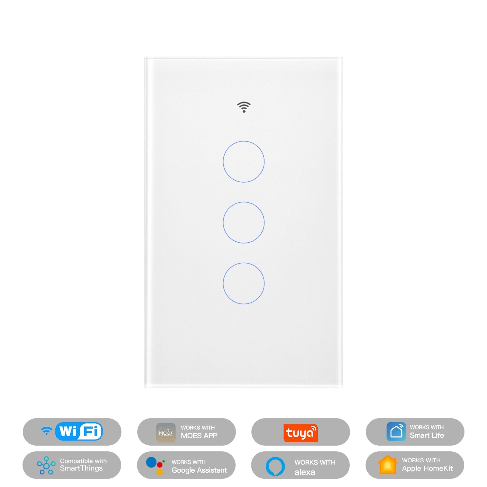 MOES Matter WiFi Smart Light Switch Glass Panel Neutral Required