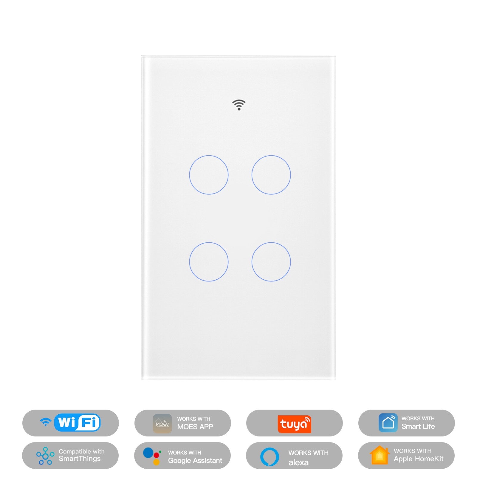 MOES Matter WiFi Smart Light Switch Glass Panel Neutral Required