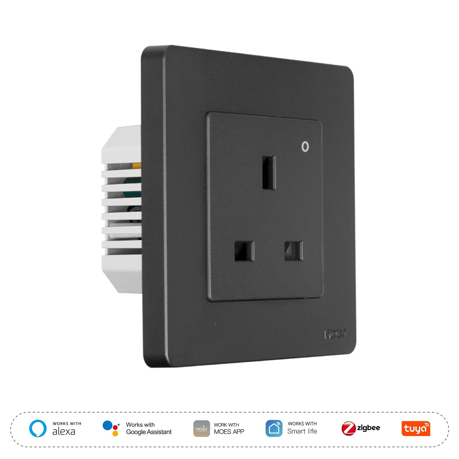 MOES Star Ring ZigBee UK Smart Wall Socket with Energy Monitoring