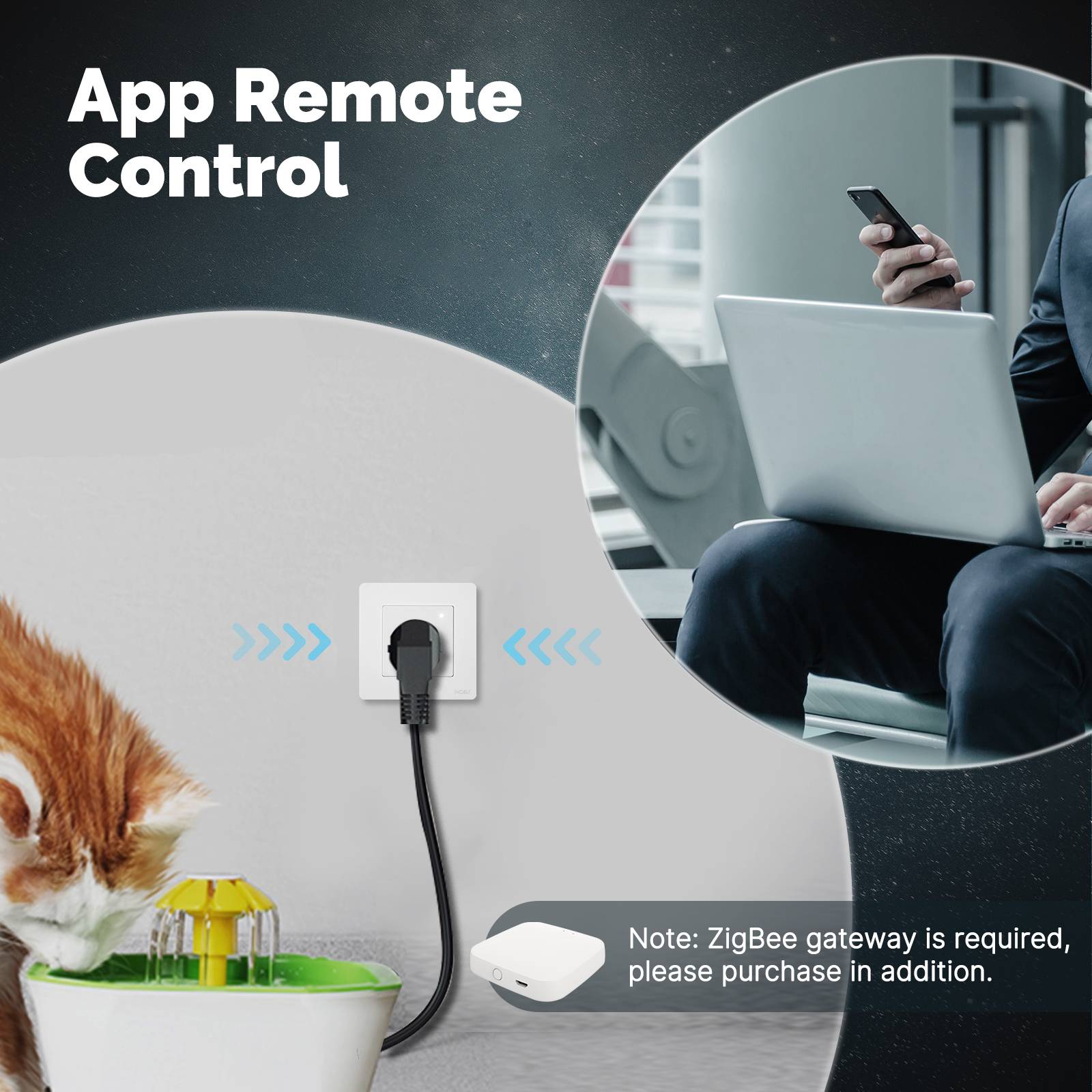 MOES Star Ring ZigBee UK Smart Wall Socket with Energy Monitoring