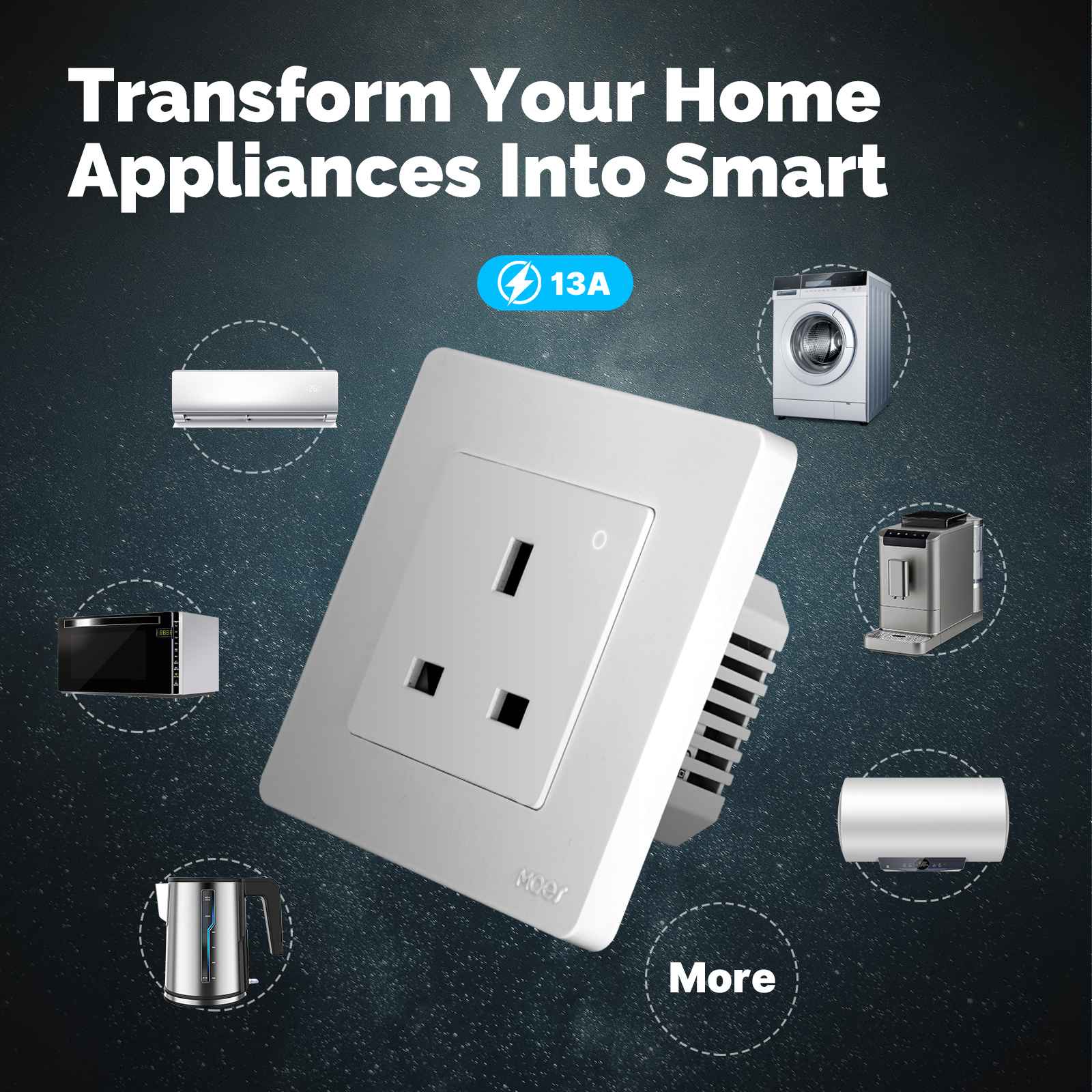 MOES Star Ring ZigBee UK Smart Wall Socket with Energy Monitoring