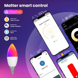 MOES Tuya Matter WiFi Smart LED E14 Dimmable Light Bulb