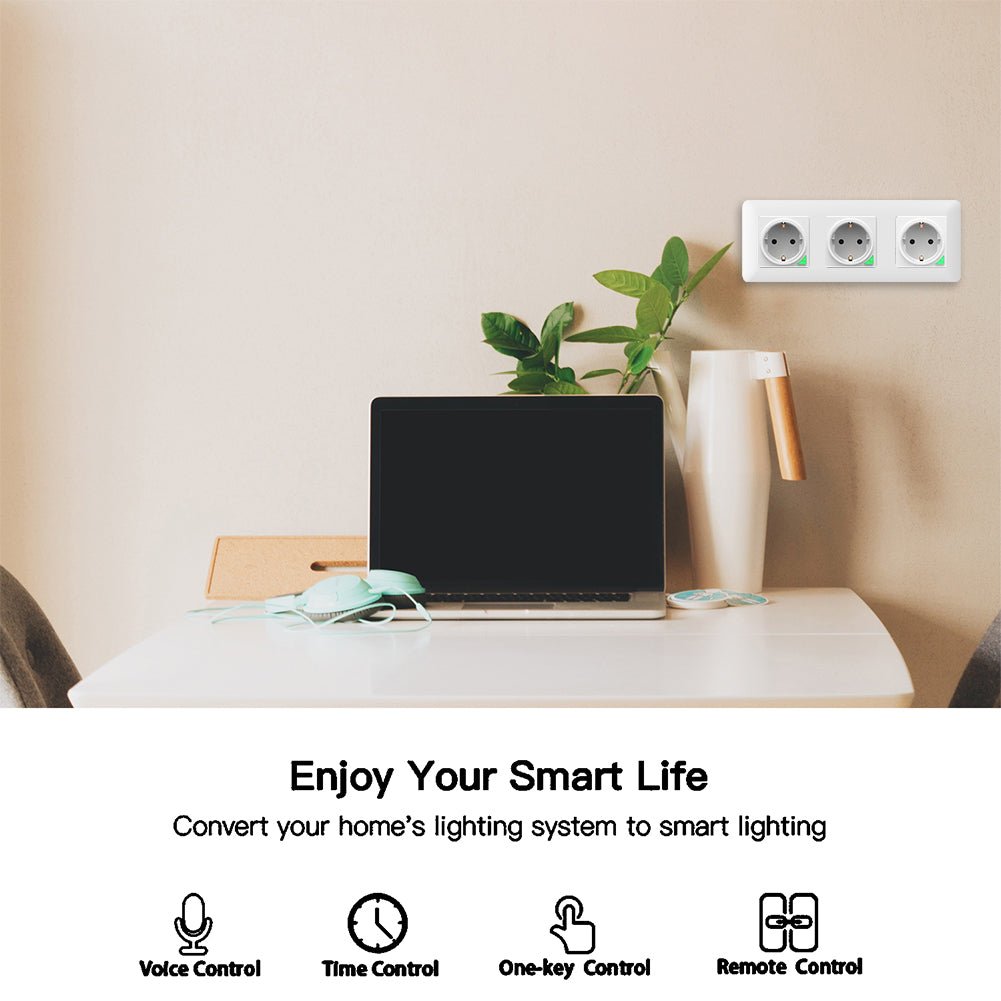 MOES WiFi Smart Light Wall Switch Socket Outlet Push Button EU Version