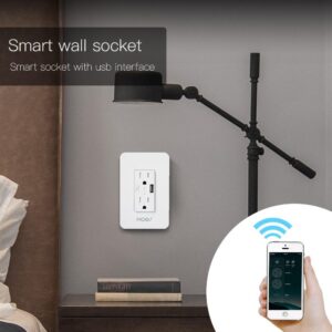 MOES WiFi Smart Power Wall Socket with USB 2 Plug Outlets 15A