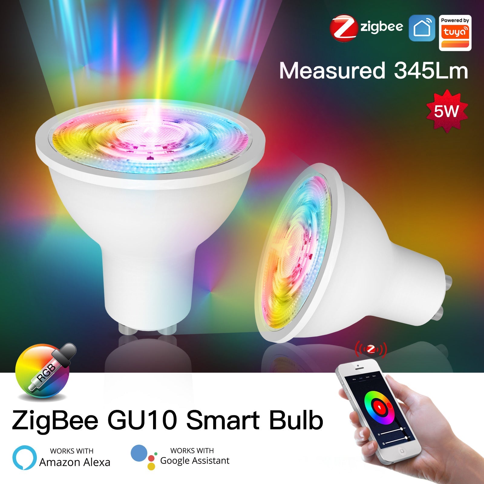 MOES Zigbee GU10 Smart LED Light Bulb RGBCCT 5W